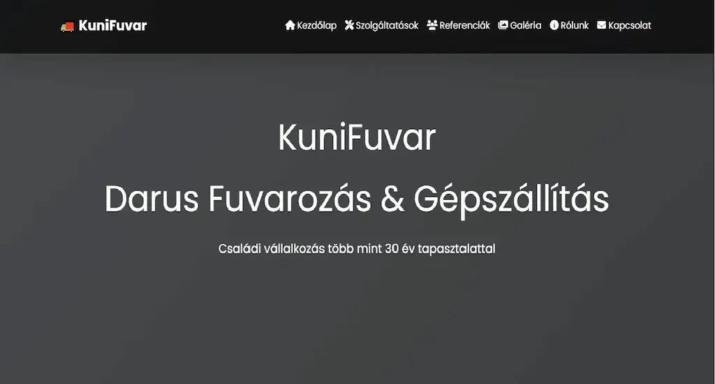 KuniFuvar - Szállítmányozási cég honlapja